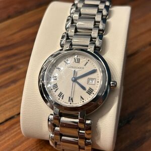 Longines Primaluna Ladies Silver Watch with Roman Numerals